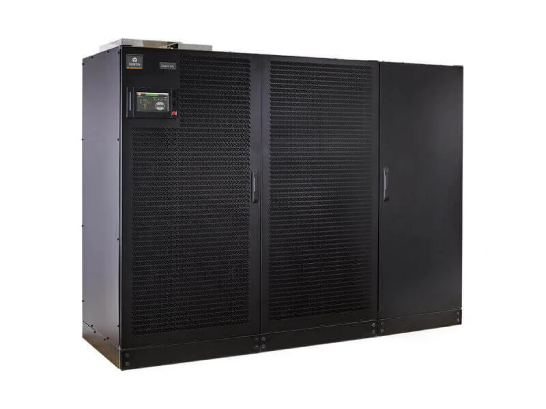 Large three-phase floor-standing UPS cabinet in a data hall