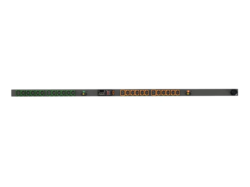 Vertiv Geist Upgradeable rPDU, IMD-3E denetleyici modüllü ve C13/C19 priz gruplu 0U dikey şerit