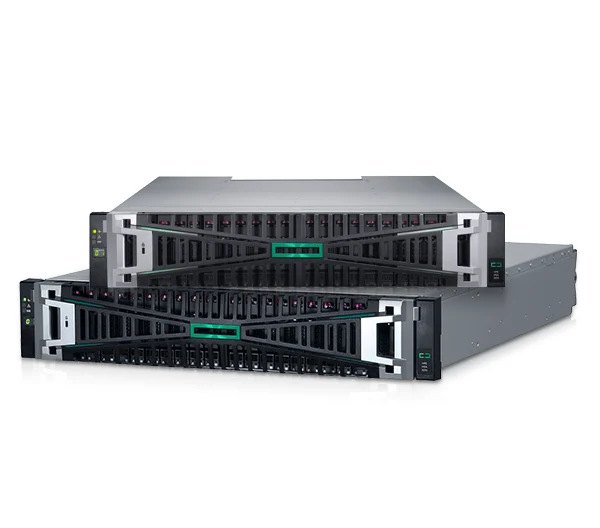 HPE MSA 2060 array with an attached expansion enclosure, two stacked 2U chassis