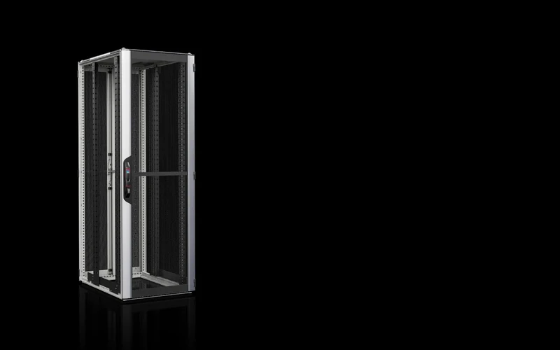 Rittal VX IT enclosed cabinet, black frame shown from the front