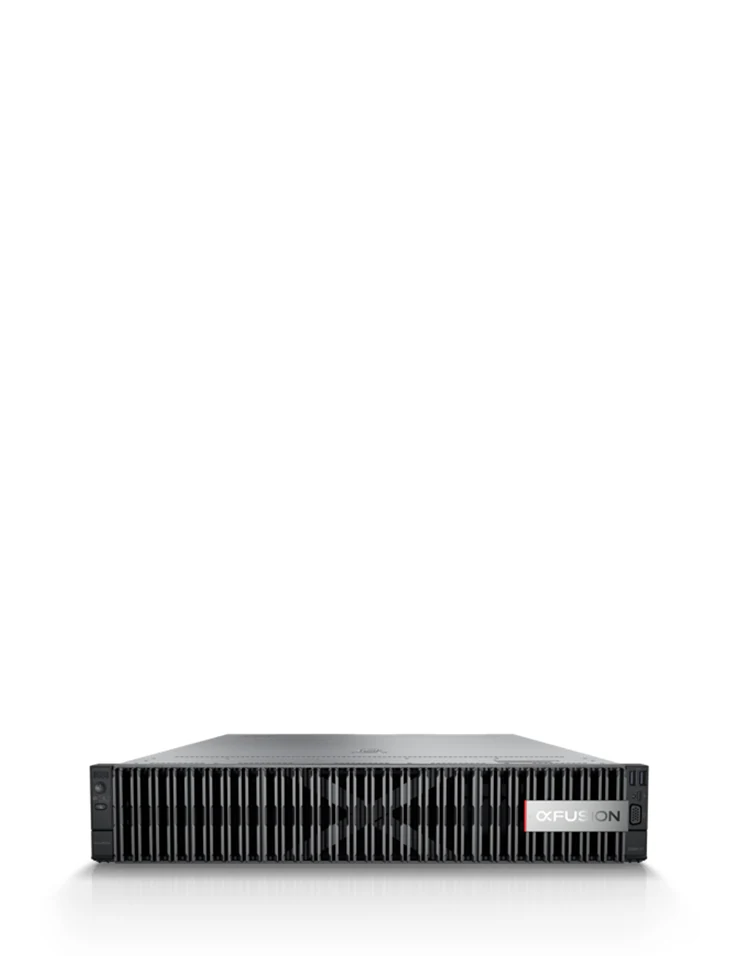xFusion FusionServer rack server, front view with vertical-slat ventilation panel and the xFusion logo